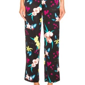 Fleur du Mail silk Floral Print Black Pants